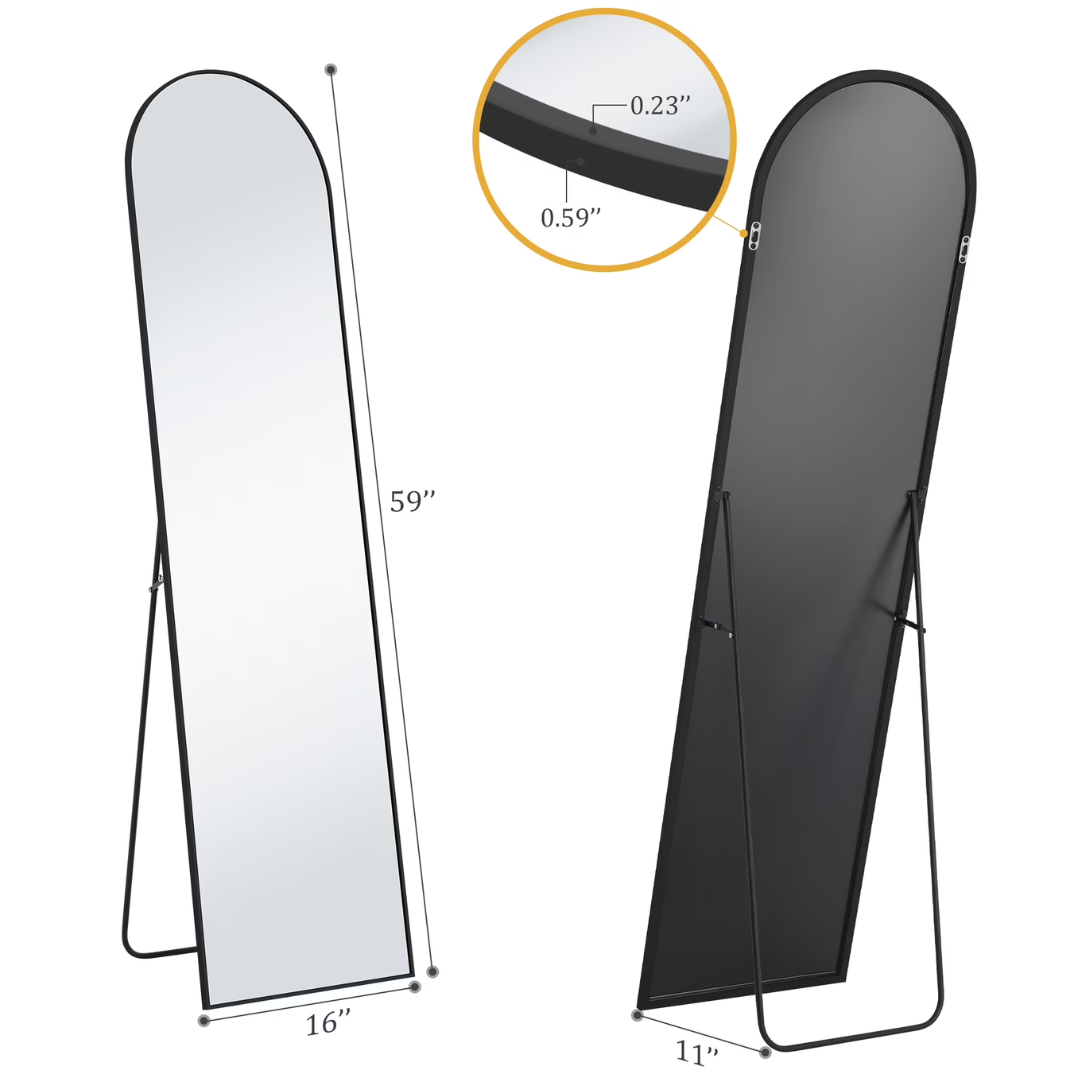 59" x 16" EDX Arched Full Length Floor Mirror