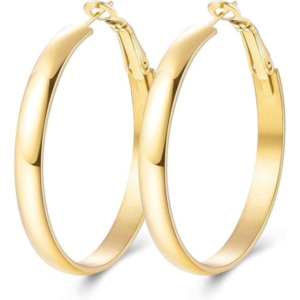 Women's 14K Gold Plated Lightweight Hoop Earrings