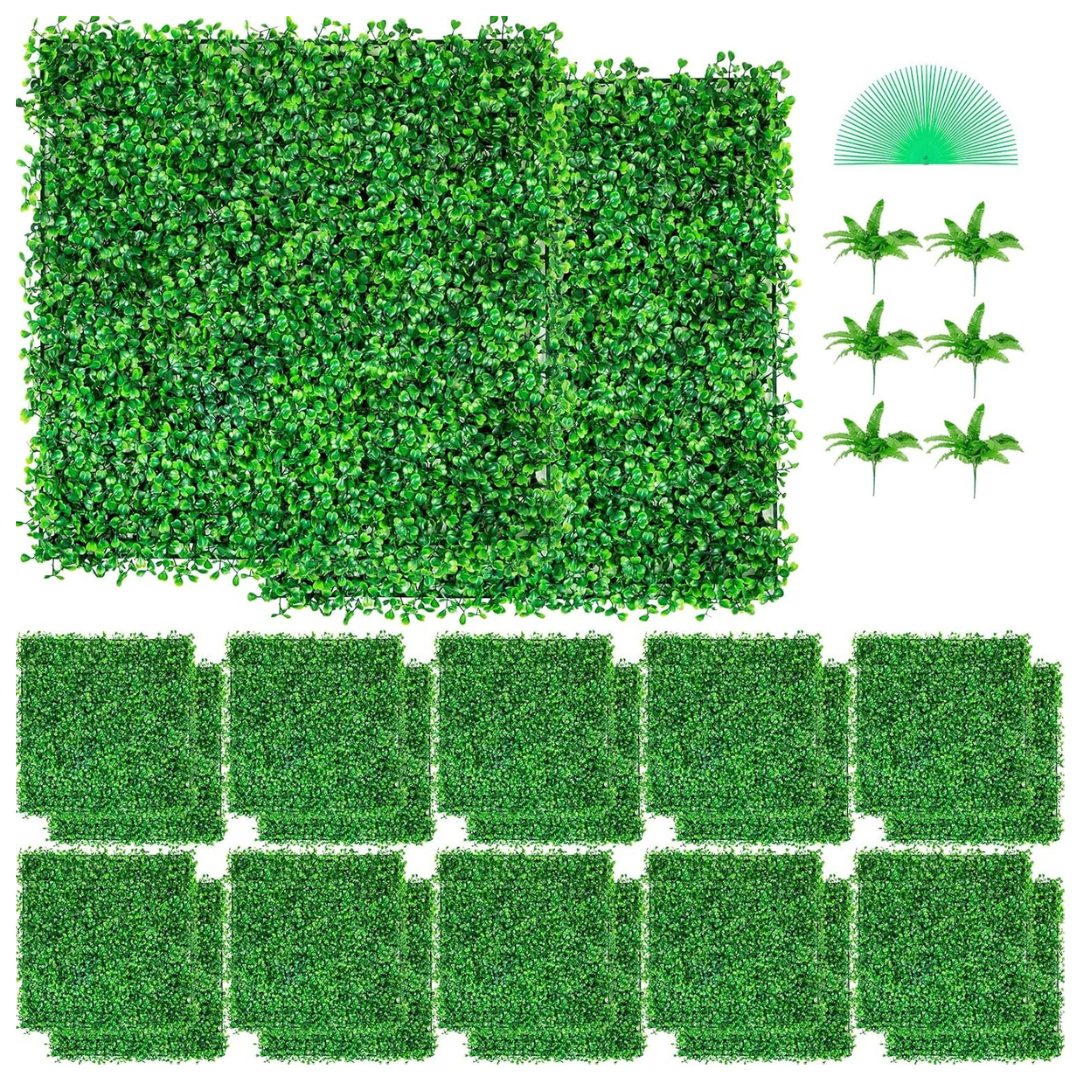 12-Piece 20" x 20" Vevor Artificial Boxwood Panels