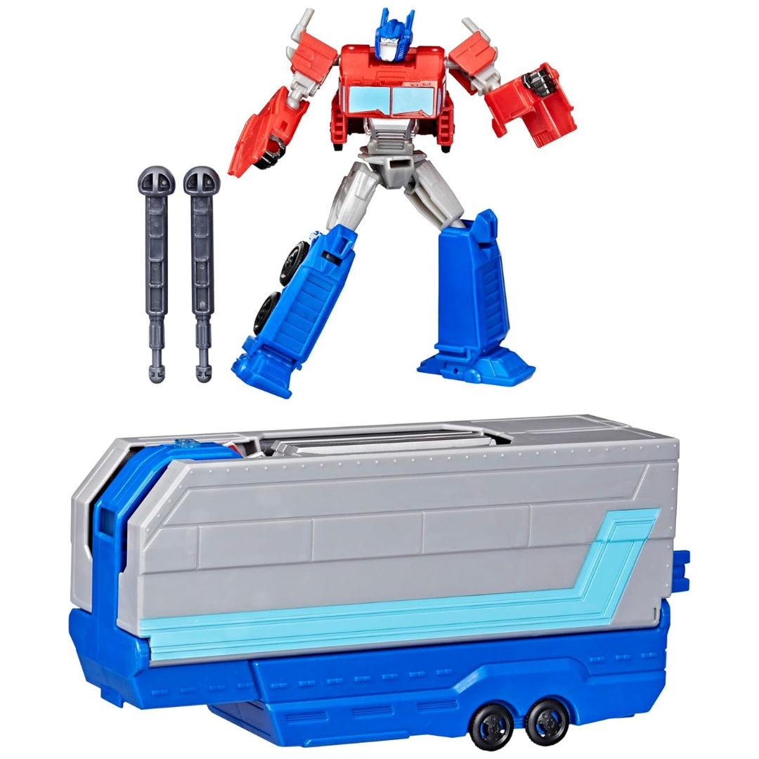 Transformers EarthSpark Optimus Prime Battle Trailer Playset with Lights
