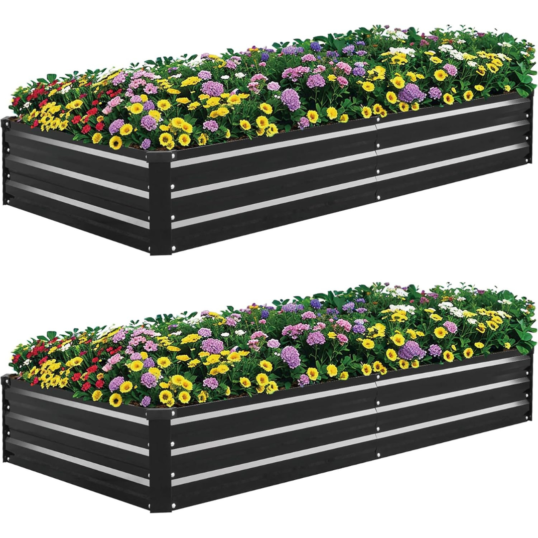 2-Pack Galvanized Metal Raised Garden Bed (6ft x 3ft x 1ft)