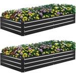 2-Pack Galvanized Metal Raised Garden Bed (6ft x 3ft x 1ft)