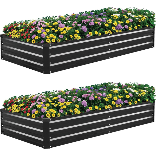 2-Pack Galvanized Metal Raised Garden Bed (6ft x 3ft x 1ft)