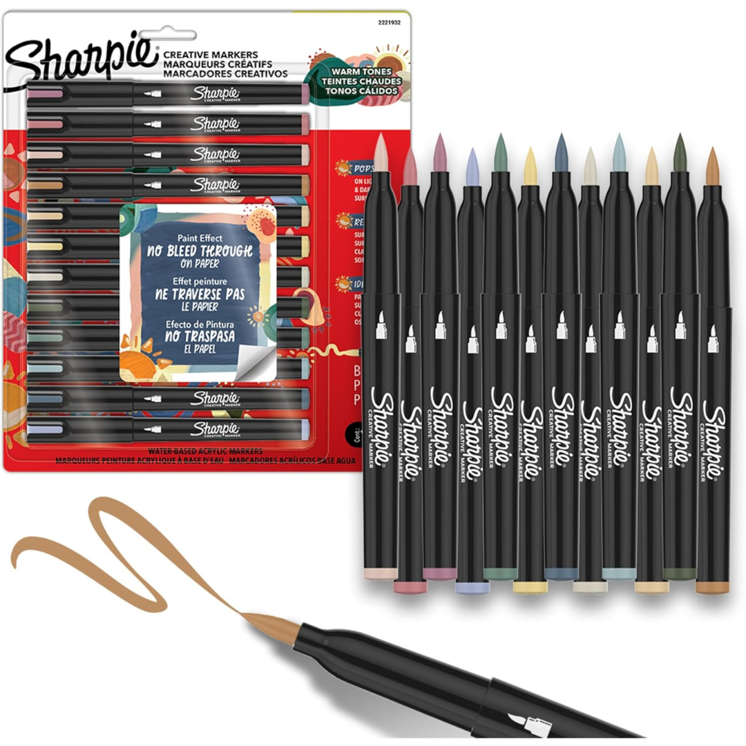 12-Count Sharpie Water-Based Acrylic Fine Tip Paint Markers