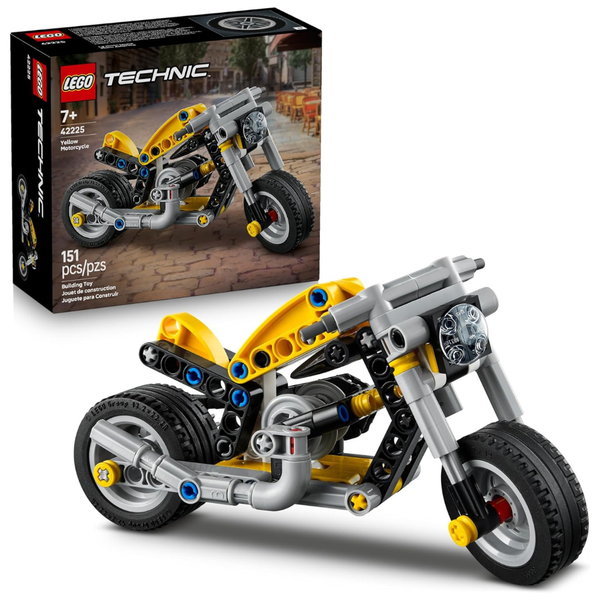 151-Piece LEGO 42225 Technic Yellow Motorcycle Toy