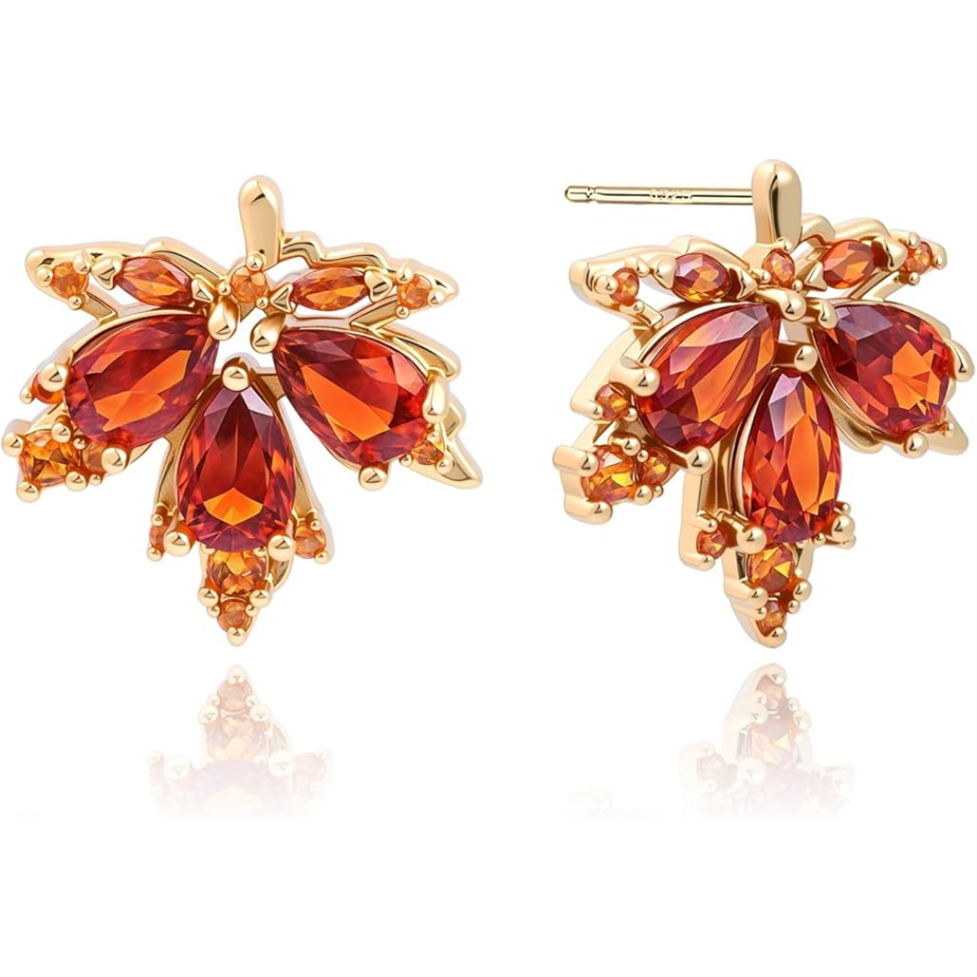 Women's 14K Gold Plated Maple Leaf Stud Earrings