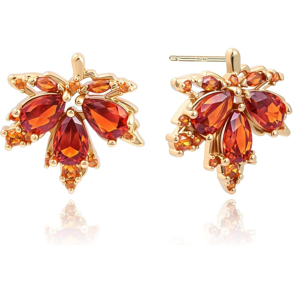 Women's 14K Gold Plated Maple Leaf Stud Earrings
