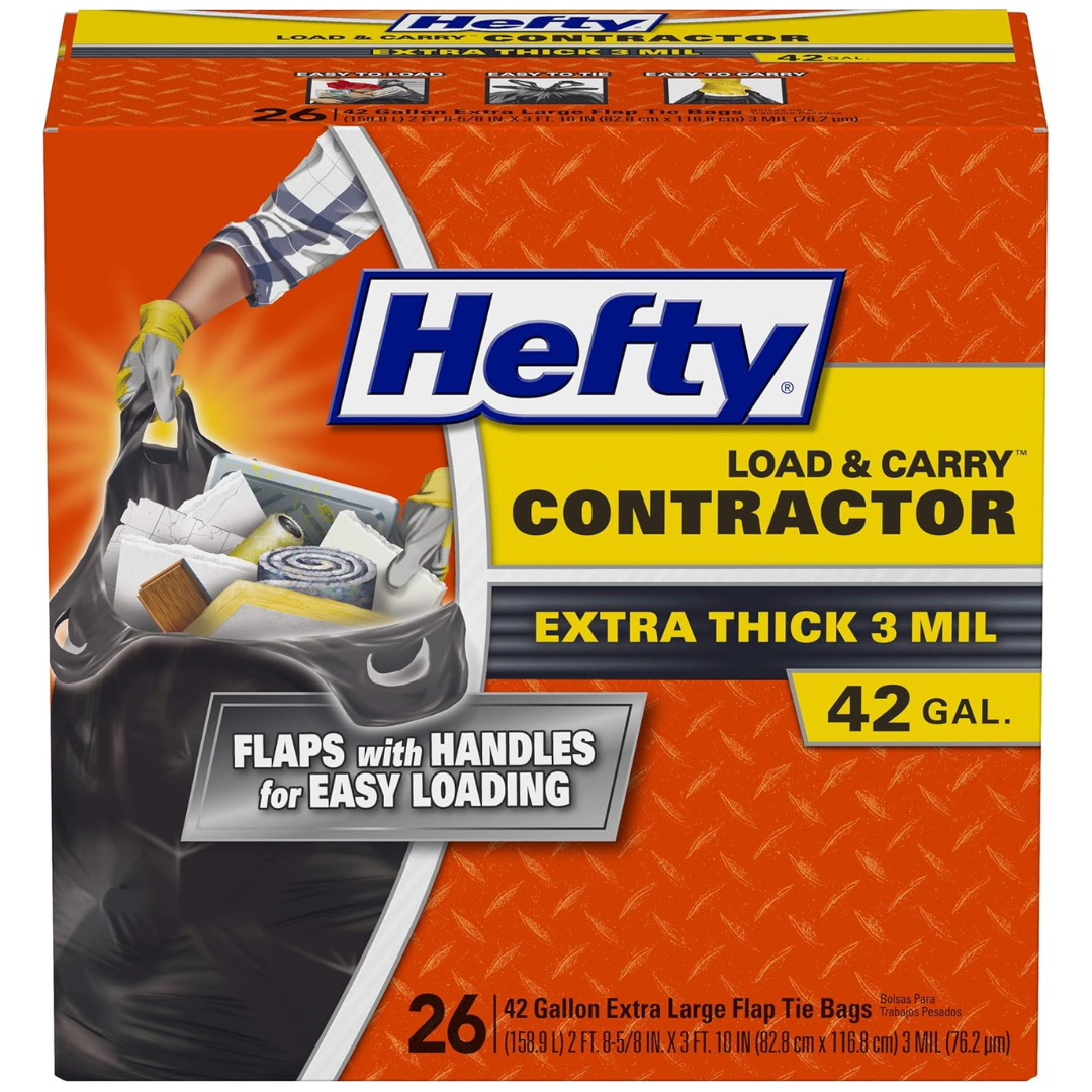 26-Count Hefty Load & Carry 42-Gallon Contractor Trash Bags