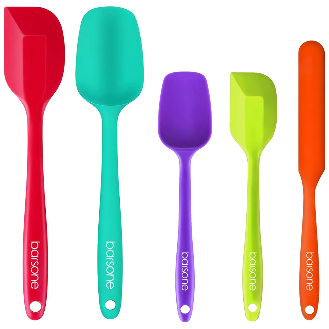 5-Piece Barsone Heat Resistant Food Grade Nonstick Silicone Spatula Set