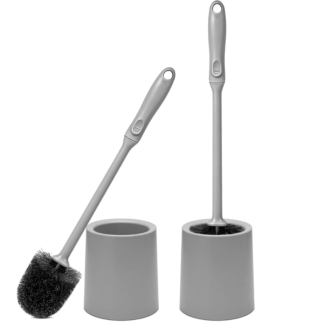 2-Pack Toilet Brush and Holder with Long Handle