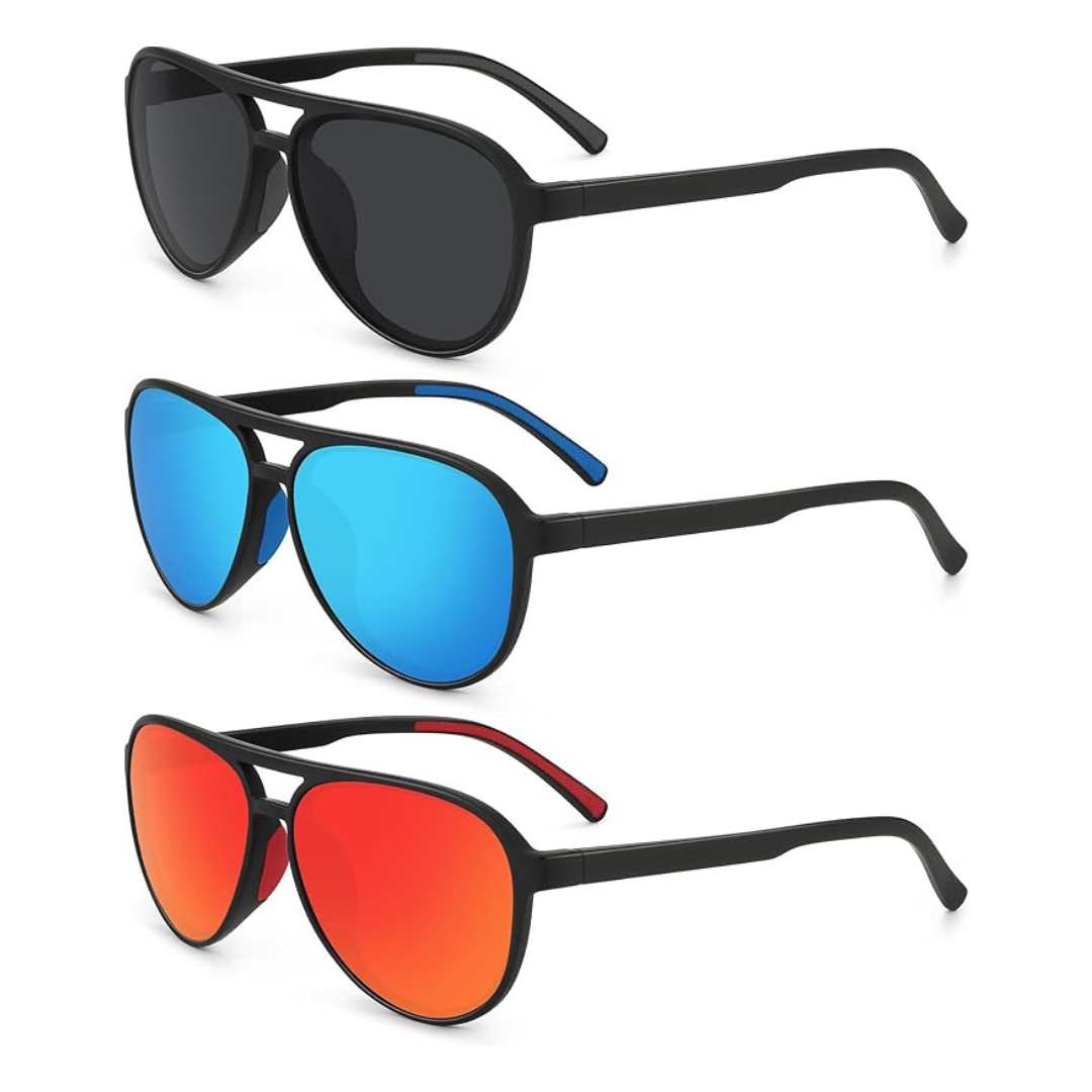 3-Pack Unisex UV400 Polarized Aviator Sunglasses (Various)