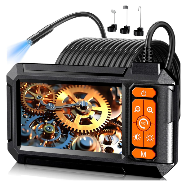 Waterproof 1920P HD Borescope Inspection Camera W/ Lights & 4.3" IPS Screen