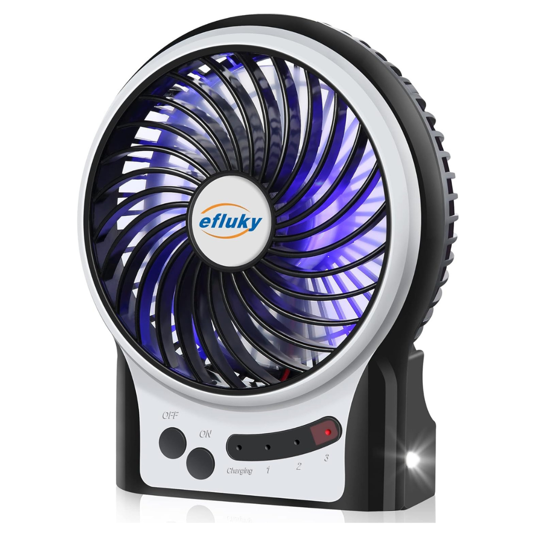 Efluky 4.9" Rechargeable Mini Fan With LED Light (4 Colors)