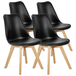 Set Of 4 OLIXIS PU Leather Dining Chairs W/ Solid Wood Legs