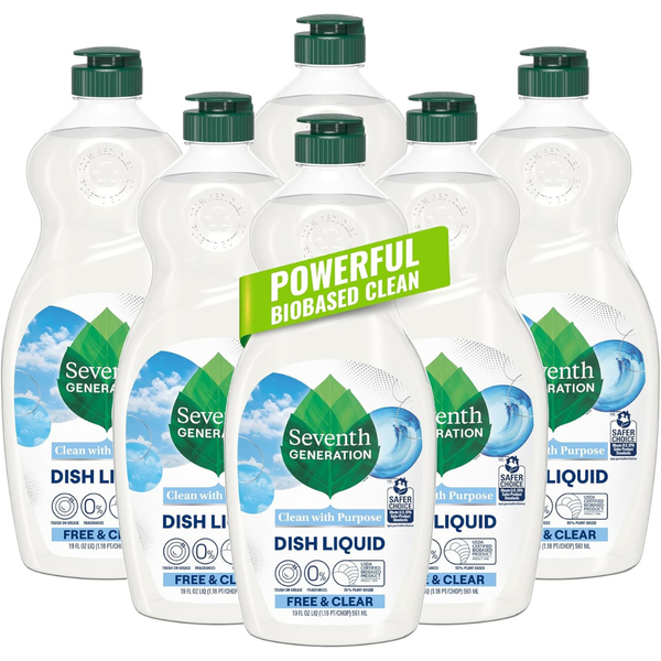 6-Pack 19-Oz Seventh Generation Dish Liquid Soap (Scent: Free & Clear)