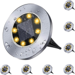 8-Pack 4.6" Diameter Waterproof Solar Ground Lights