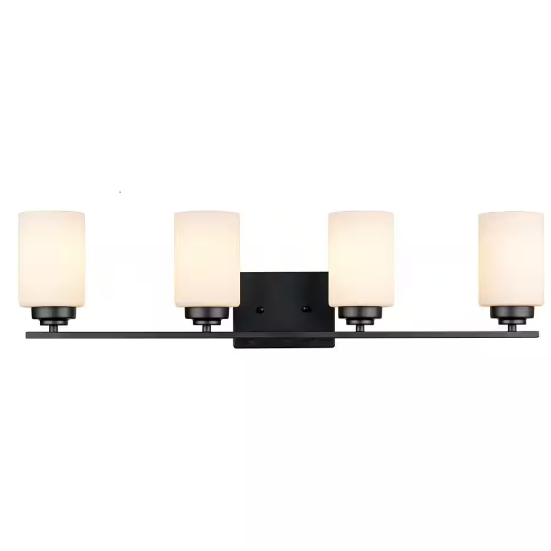 Bel Air Lighting Mod Pod 31.25 inch 4-Light Black Bathroom Vanity Light Fixture
