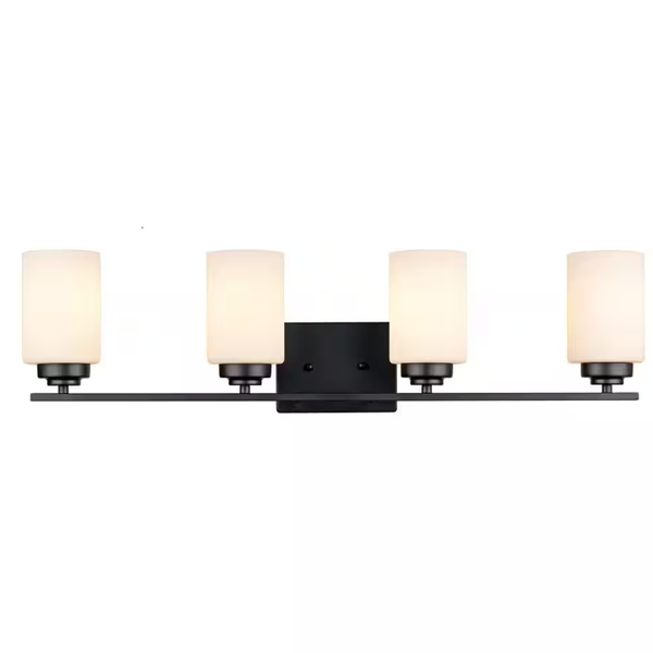 Bel Air Lighting Mod Pod 31.25 inch 4-Light Black Bathroom Vanity Light Fixture