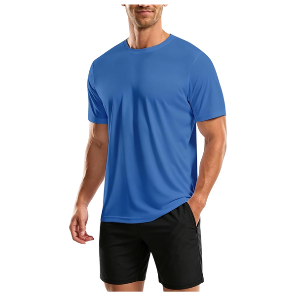 IRUD Men's UPF 50+ SPF Quick-Dry Swim T-Shirts With Rash Guard (Blue)