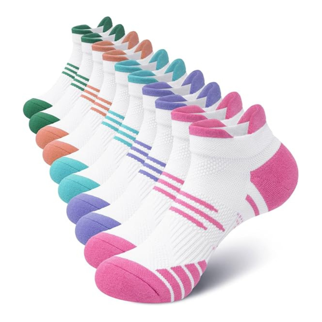 5-Pairs Women's Cotton Cushioned Athletic Ankle Socks (Various)