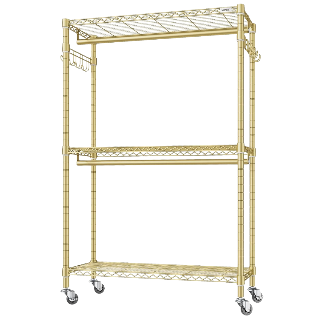 R2 Plus Rolling Garment Heavy-Duty Clothes Rack