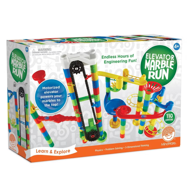 110-Piece MindWare Marble Run With 15 Marbles & Motorized Elevator Set