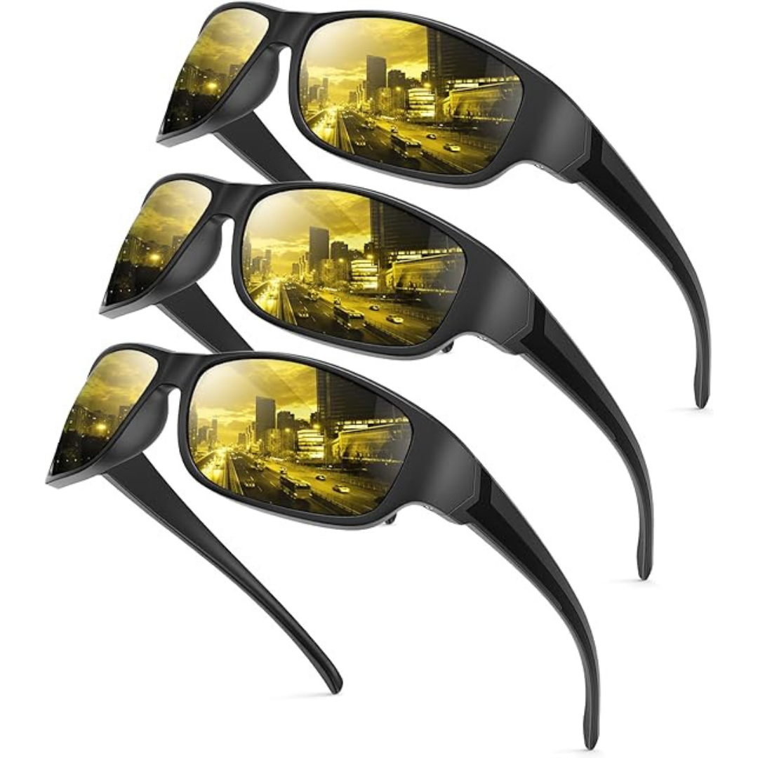 3-Pack KALIYADI Men's UV400 Polarized Sports Sunglasses (Night Vision)