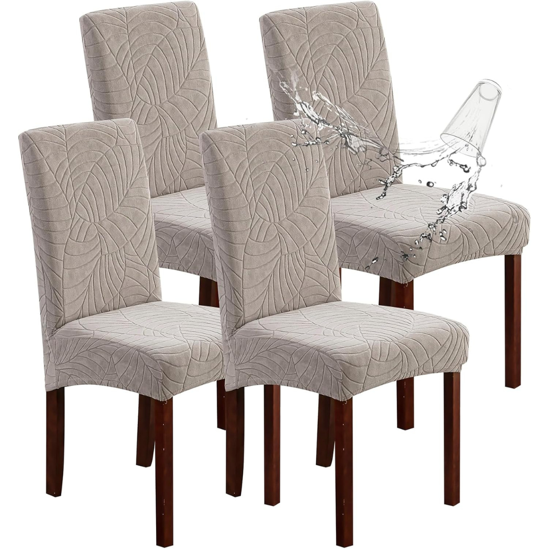 4-Pack Genina Waterproof Stretch Parson Dining Chair Covers