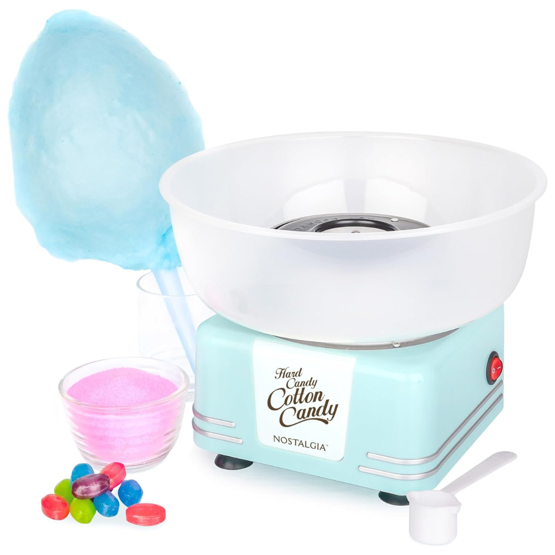 Nostalgia Countertop Cotton Candy Machine W/ 2 Reusable Cones & Scoop