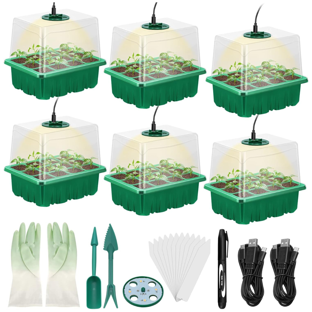 6-Pack Seed Starter Trays with Grow Light