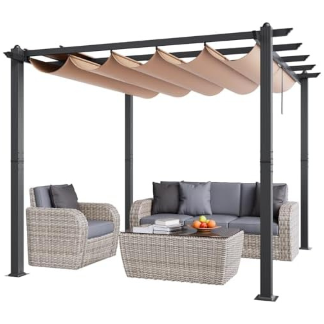10ft x 10ft Vevor Outdoor Retractable Pergola with Canopy