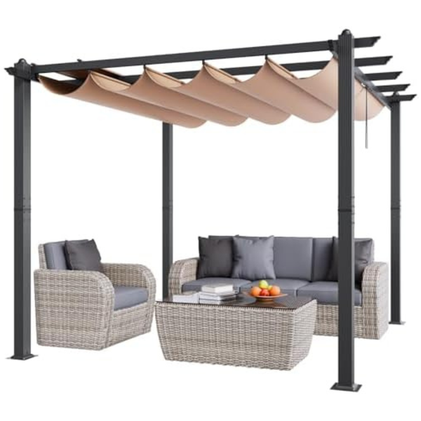 10ft x 10ft Vevor Outdoor Retractable Pergola with Canopy