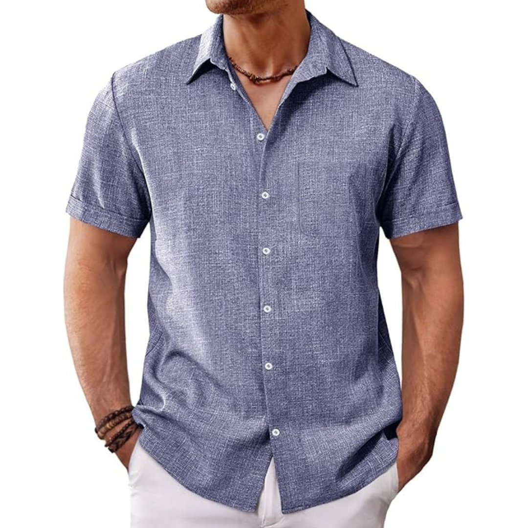 Men's Button Down Short Sleeve Casual Summer Beach Shirt