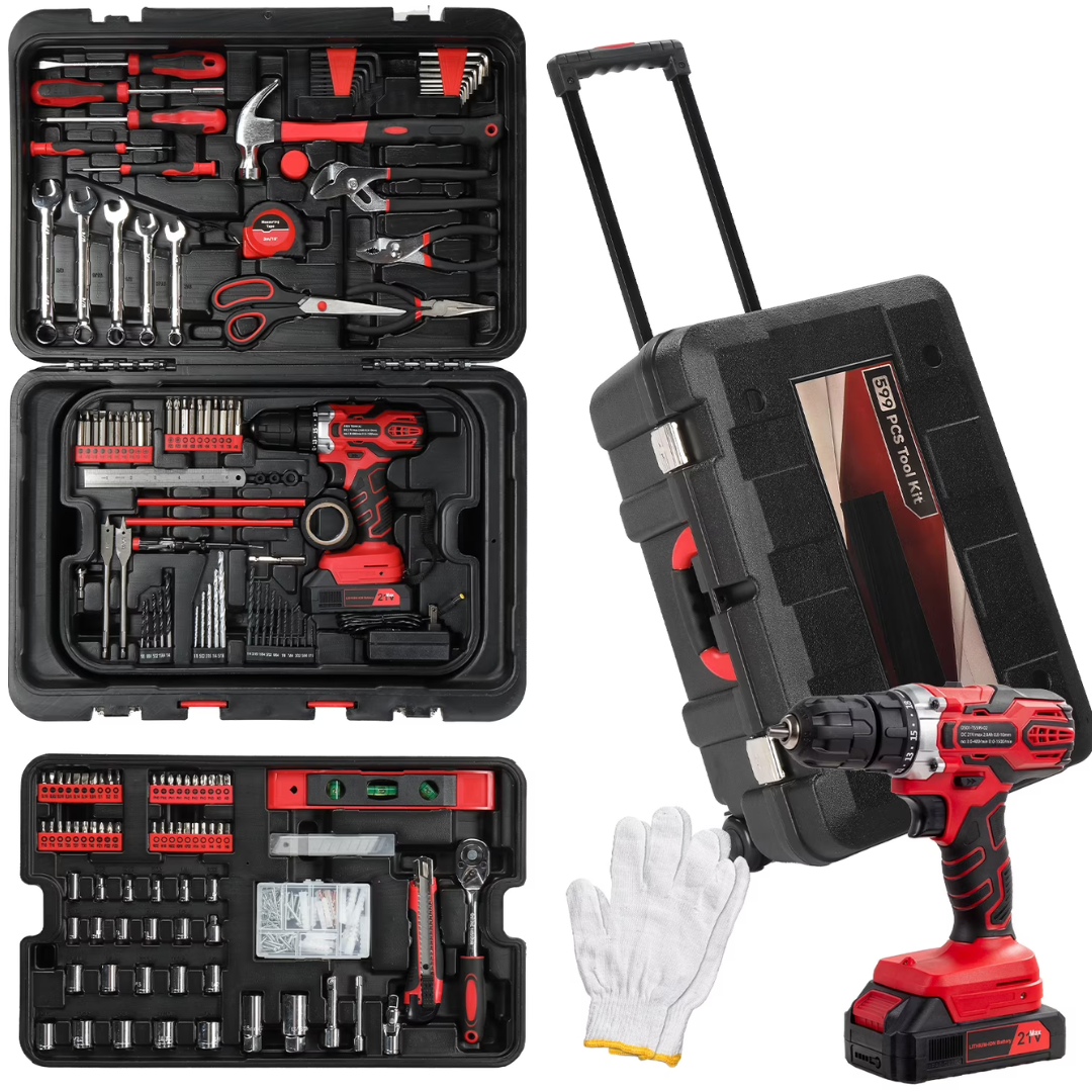 599-Piece Auto Repair Portable Tool Kit w/ Rolling Tool Box