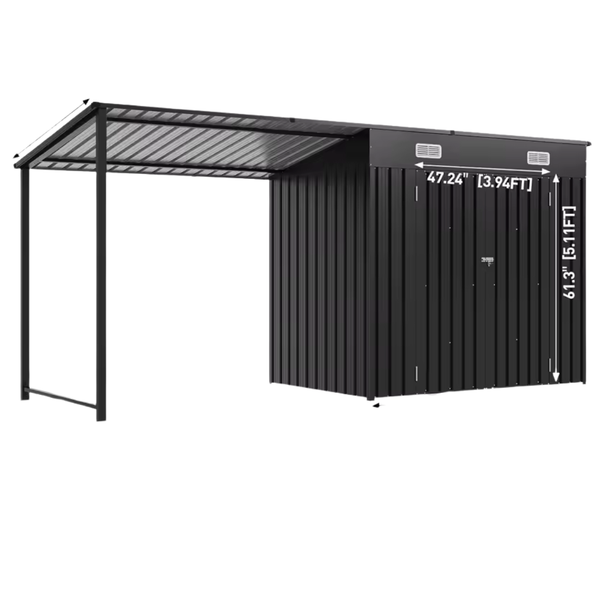 Metal 6x4FT 2-in-1 Storage Shed Gazebo