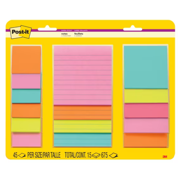 15-Count Post-it Super Sticky Lined Note Pads