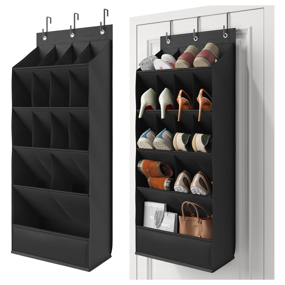 Over The Door Shoe Organizer W/ 15 Large Deep Pockets