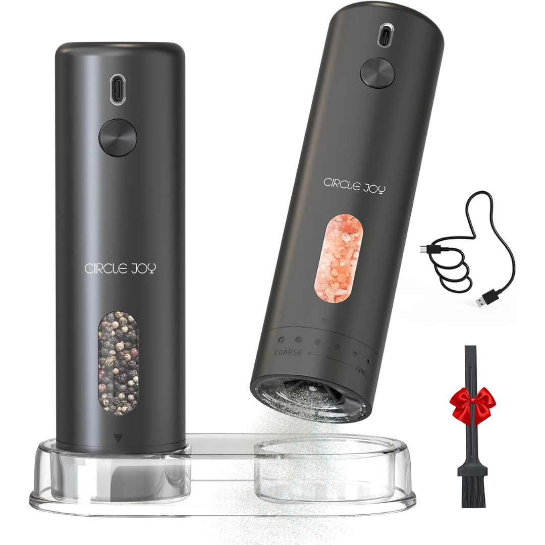 110ml Circle Joy Rechargeable Electric Salt & Pepper Grinder Set W/ Base