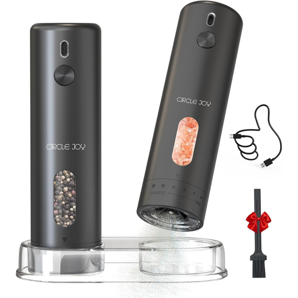 110ml Circle Joy Rechargeable Electric Salt & Pepper Grinder Set W/ Base