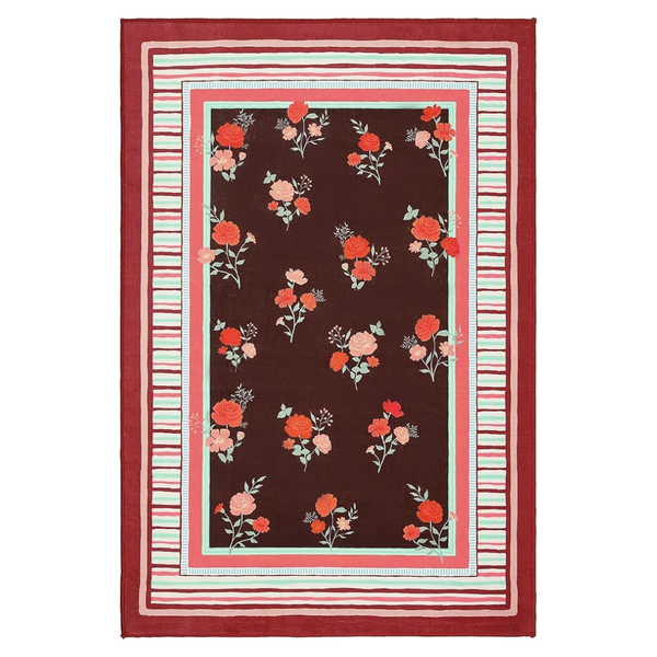 5' X 7' Vintage Floral Machine Washable Area Rug