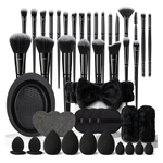 47-Piece Black Makeup Brush Set With Sponge