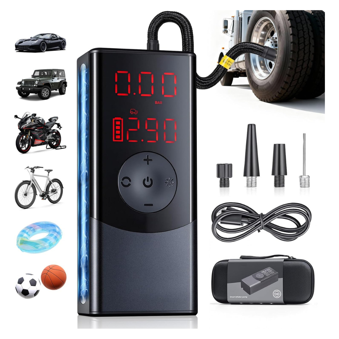 Portable 150 PSI Tire Inflator Air Compressor With LED Light