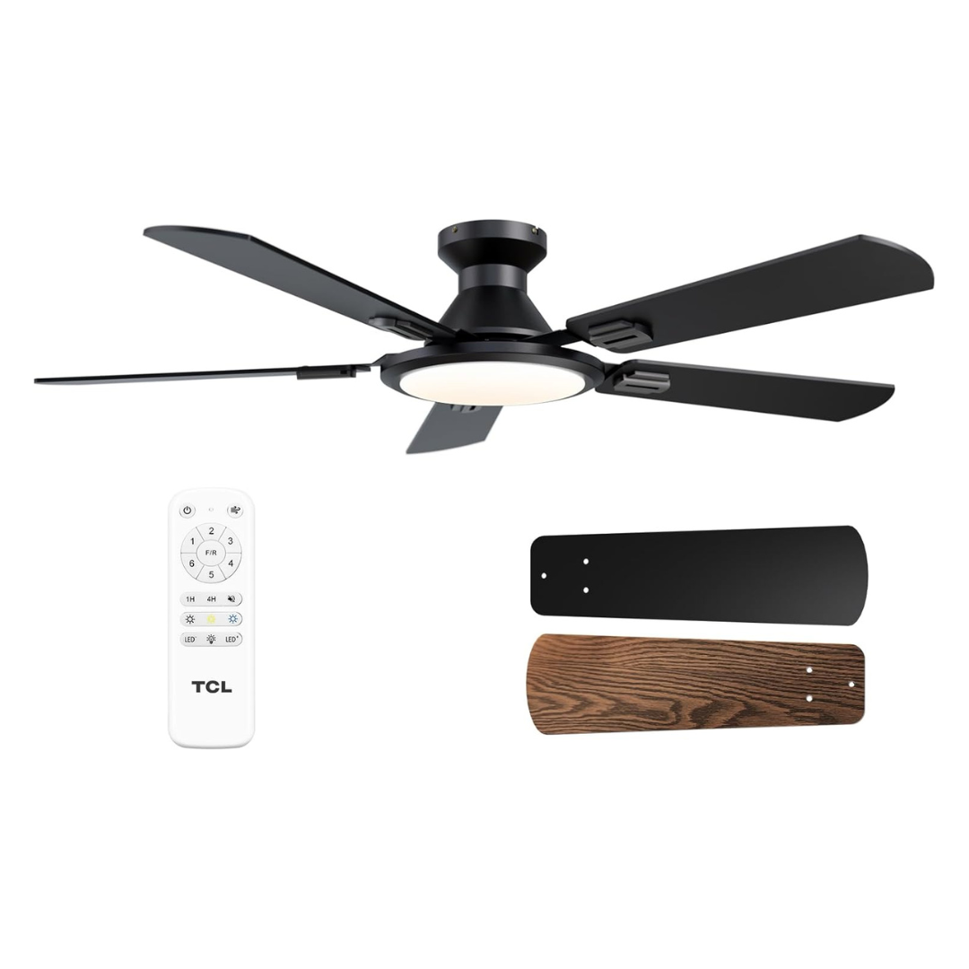 52" TCL Reversible Ceiling Fans With 24w Dimmable Light & Remote (3 Colors)