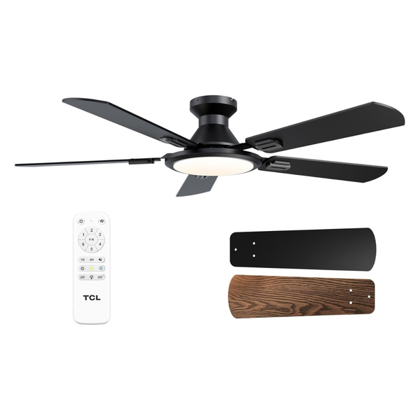 52" TCL Reversible Ceiling Fans With 24w Dimmable Light & Remote (3 Colors)