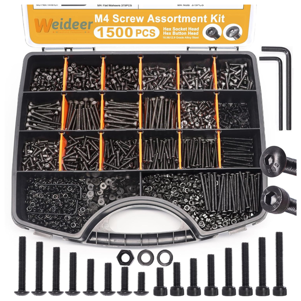1500-Piece M4 Screw Assortment Kit With Allen Wrench