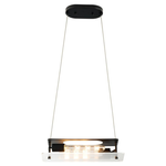 Adjustable Height Modern Black Linear Pendant Light W/ Glass Shade