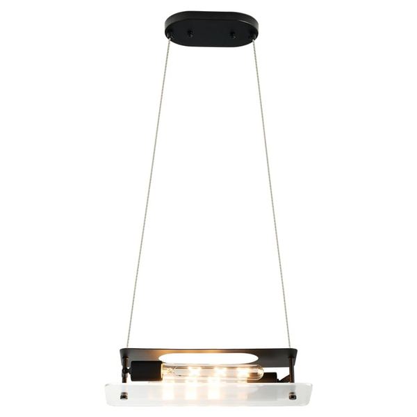 Adjustable Height Modern Black Linear Pendant Light W/ Glass Shade