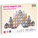 60-Piece Kids Magnetic Tiles STEM Building Set With Metal Storage Box