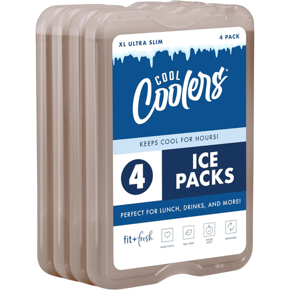 4-Pack Fit & Fresh Cool Coolers XL Slim Ice Packs (Taupe Or Sage)