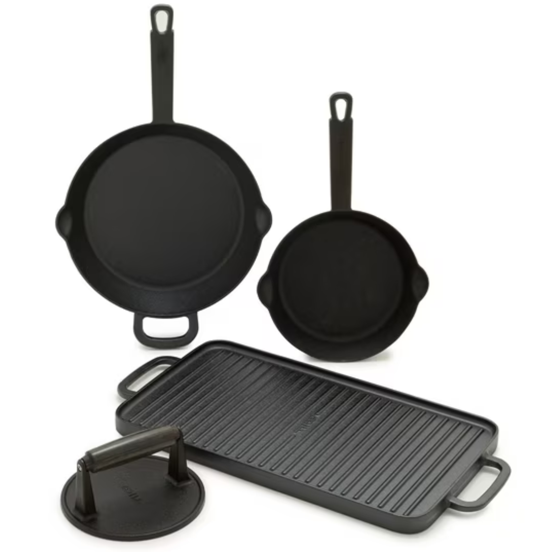 4-Piece Pre-Seasoned Cast Iron Skillet Cookware Set